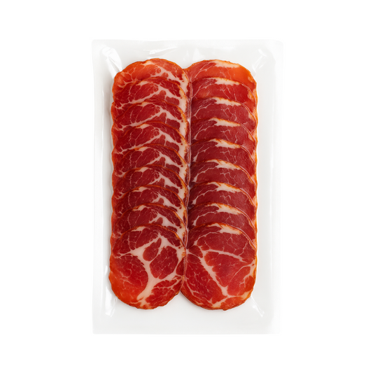 Bondiola de cerdo, Pack 100 gramos, feteada.